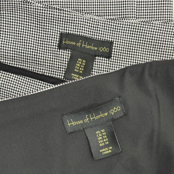 House of Harlow 1960 Matching Set Womens 10 Houndstooth Black Crop Top Wide Leg - Picture 9 of 11